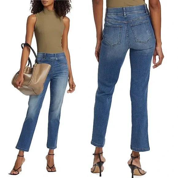 SPANX Pull-On Jeans Straight Leg Blue Small - Picture 2 of 12